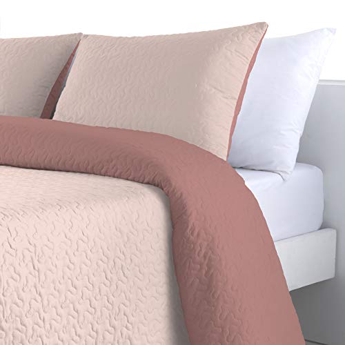 ANTILO TEXTIL Colcha BOUTI Reversible Palermo (Nude/Caldera, 270x270 (+2 Fundas cojín 50x70))