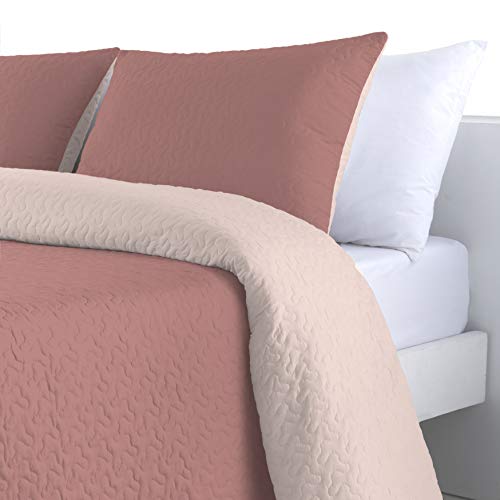 ANTILO TEXTIL Colcha BOUTI Reversible Palermo (Nude/Caldera, 270x270 (+2 Fundas cojín 50x70))