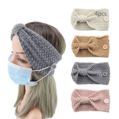 Anyingkai 4pcs Diadema Mujer Invierno,Diadema de Punto Ancha,Diadema Trenzada Mujer,Diadema para El Pelo Mujer,Diadema de Punto Mujer,Diadema Tejida