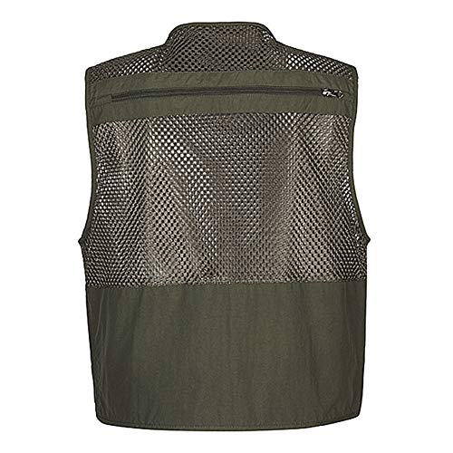 AnyuA Hombres Chalecos de Pesca Múltiples Bolsillos para Pesca Varios Bolsillos Fotografía Trekking Esercito Verde L