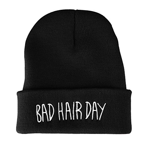 AONER Gorro de Punto de Lana Unisex Hombre Mujer Invierno Moda Sport Hip Hop (Negro, Blanco)