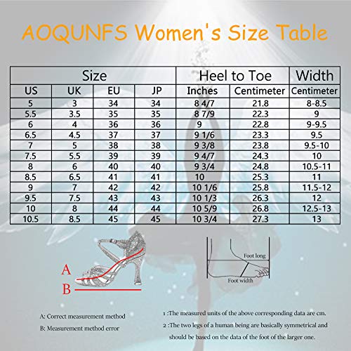 AOQUNFS Zapatos de Baile Latino Mujer Salsa y Bachata Cerrados Zapatos de Baile de Salon,YCL117-6,Nero,EU38