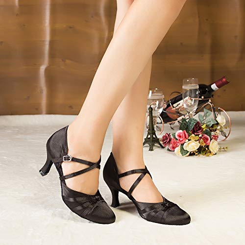 AOQUNFS Zapatos de Baile Latino Mujer Salsa y Bachata Cerrados Zapatos de Baile de Salon,YCL117-6,Nero,EU38