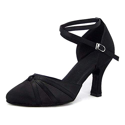 AOQUNFS Zapatos de Baile Latino Mujer Salsa y Bachata Cerrados Zapatos de Baile de Salon,YCL117-6,Nero,EU38