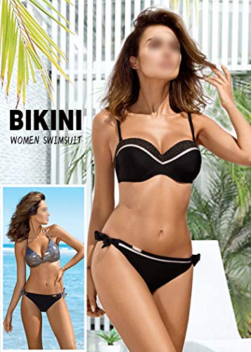 AOQUSSQOA Mujer Conjuntos de Bikinis para Mujer Bikini de Dos Piezas Falda de Playa Traje de baño (EU 42-44 (2XL), I)
