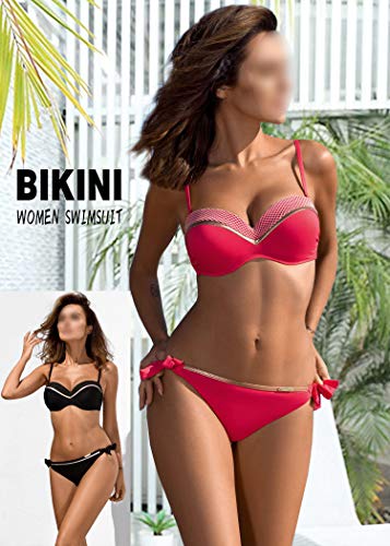 AOQUSSQOA Mujer Conjuntos de Bikinis para Mujer Bikini de Dos Piezas Falda de Playa Traje de baño (EU 42-44 (2XL), J)