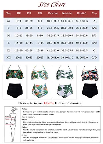 AOQUSSQOA Mujer Traje de baño con Volantes para Mujer Cintura Alta Dividida Bikini natación Esencial (EU 42-44 (L), 11)
