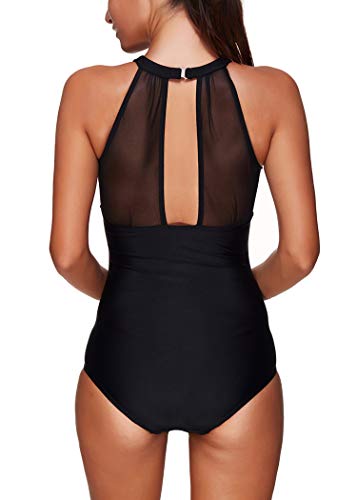AOQUSSQOA Mujer Traje de Baño de Una Pieza Retro Monokinis Pin Up Halter Talla Grande Una Pieza Moda Sexy con Uno/Dos Tirantes (EU 38-40 (M), J)