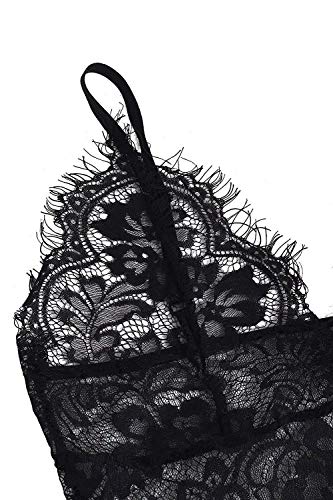 Aranmei Bodysuit Lenceria,Sexy Body Para Mujer,Erotica Atractiva Ropa De Encaje Ropa Interior(Negro, Large)