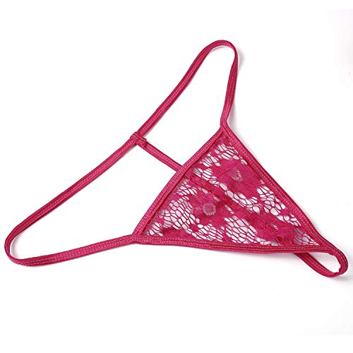 Aranmei Conjunto de Lencería Mujer Sexy Encaje Ropa Interior Push Up Bra Liguero Y Tanga (Rosa Rojo, Medium)