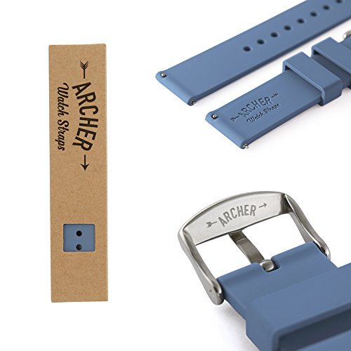 Archer Watch Straps - Correas Reloj Silicona de Liberación Rápida para Hombre y Mujer (Azul Acero, 18mm)
