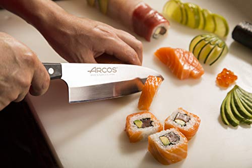 Arcos Serie Universal, Cuchillo Deba Cuchillo Asiático, Hoja de Acero Inoxidable Nitrum 170 mm, Mango de Polioximetileno, POM Color Negro