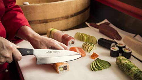 Arcos Serie Universal, Cuchillo Deba Cuchillo Asiático, Hoja de Acero Inoxidable Nitrum 170 mm, Mango de Polioximetileno, POM Color Negro