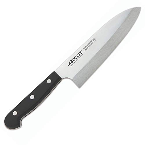 Arcos Serie Universal, Cuchillo Deba Cuchillo Asiático, Hoja de Acero Inoxidable Nitrum 170 mm, Mango de Polioximetileno, POM Color Negro