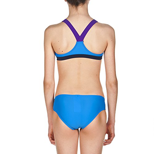 ARENA Bikini Deportivo para niña REN (Secado rápido, protección UV UPF 50+, Resistente al Cloro y al Agua Salada), Niñas, Parte Superior de Bikini, 000994, Pix Blue-Mirtilla-Navy (809), 152