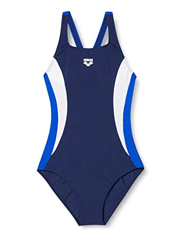 ARENA Double Side Panels Swim Pro - Bañador Deportivo para Mujer, Mujer, 003160, Navy/Neon Blue/White, 42