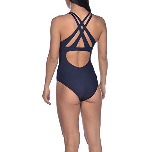 Arena W Maia Criss Cross Back One Piece - Bañador para mujer, Mujer, color Navy/Bright Blue, tamaño M (talla del fabricante: 40)