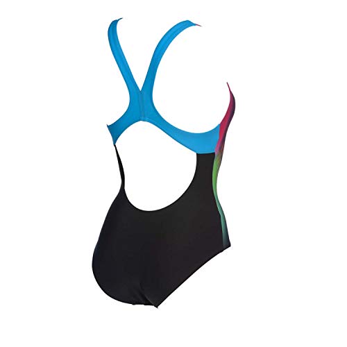 ARENA W Multicolour Webs Swim Pro Back One Piece Bañador Deportivo Mujer Multicolour Webs, Mujer, Black-Turquoise, 44