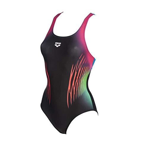 ARENA W Multicolour Webs Swim Pro Back One Piece Bañador Deportivo Mujer Multicolour Webs, Mujer, Black-Turquoise, 44