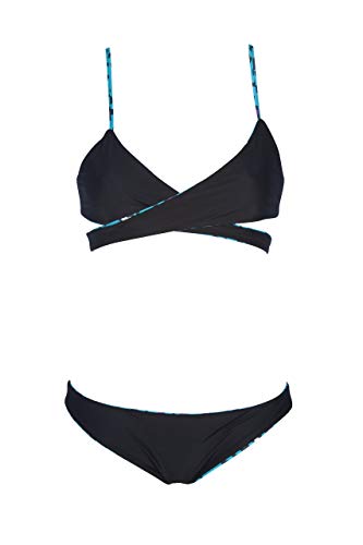 ARENA W Triangle Two Piece Bikini Triangular Reversible Mujer Allover, Mint-Black, 36