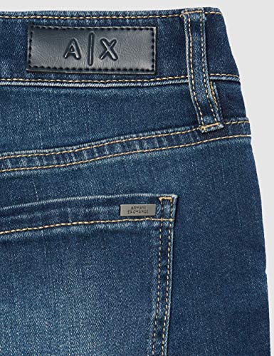 Armani Exchange 9,5 Ounces Stretch Mid Wash Vaqueros Skinny, Azul (Indigo Denim 1500), 46/L28 (Talla del Fabricante: 32) para Mujer