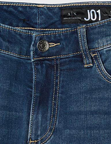 Armani Exchange 9,5 Ounces Stretch Mid Wash Vaqueros Skinny, Azul (Indigo Denim 1500), 46/L28 (Talla del Fabricante: 32) para Mujer