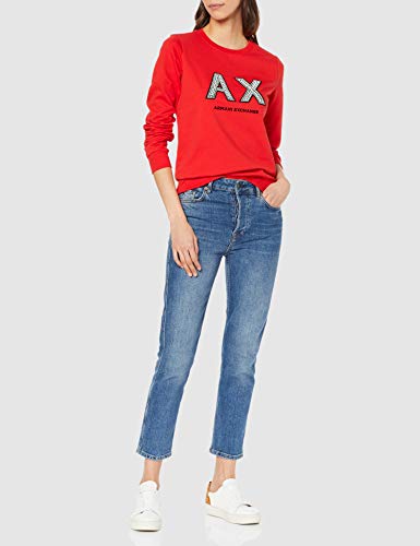 Armani Exchange Beads Embossed Logo Sudadera, Rojo (Moulin Rouge 1408), X-Small para Mujer