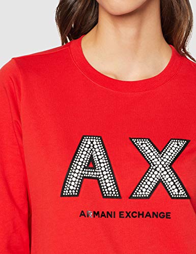 Armani Exchange Beads Embossed Logo Sudadera, Rojo (Moulin Rouge 1408), X-Small para Mujer