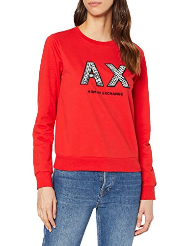 Armani Exchange Beads Embossed Logo Sudadera, Rojo (Moulin Rouge 1408), X-Small para Mujer