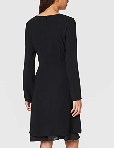Armani Exchange Microtextured Fluid Long Sleeve Vestido Formal, Black, 8 para Mujer