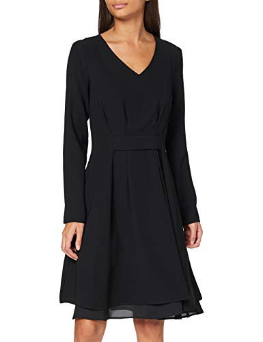 Armani Exchange Microtextured Fluid Long Sleeve Vestido Formal, Black, 8 para Mujer