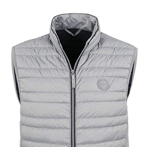Armani Exchange Puffer Jacket Gilet Chaleco, Gris (Htr Grey/Navy 0902), Medium para Hombre