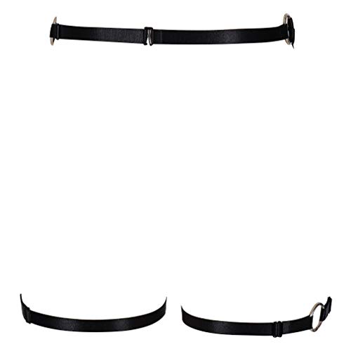 Arnés para mujer Liguero Punk Pierna Cintura Correas Lencería Ajustar Medias de muslo (Negro)