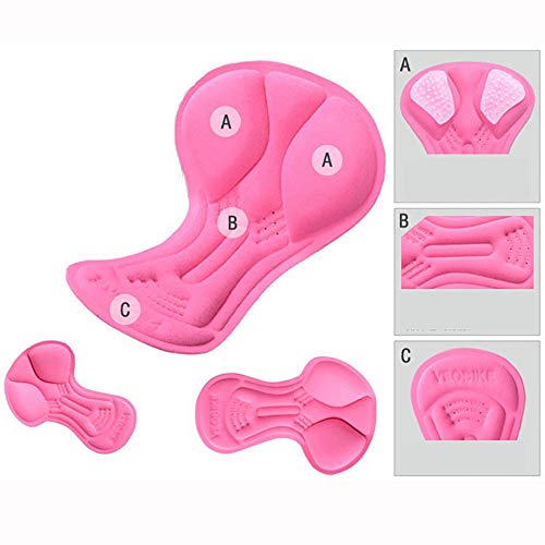 ARSUXEO Culotte acolchado de ciclismo para mujer, ropa interior de ciclismo 3D, antibacteriano, para ciclismo, equitación, deporte, color rosa, EU M/Asia L