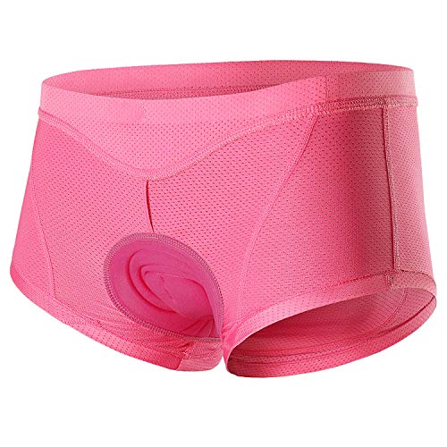ARSUXEO Culotte acolchado de ciclismo para mujer, ropa interior de ciclismo 3D, antibacteriano, para ciclismo, equitación, deporte, color rosa, EU M/Asia L