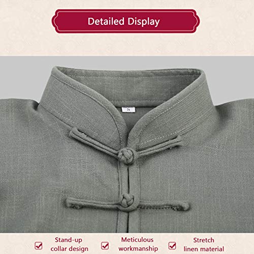 Artes Marciales Trajes de Tai Chi,Hombres Mujeres Chino Indumentaria Kung Fu Trajes Tang Wing Chun Taekwondo Algodón y Lino de Entrenamiento Sets(Color:Negro,Size:L)