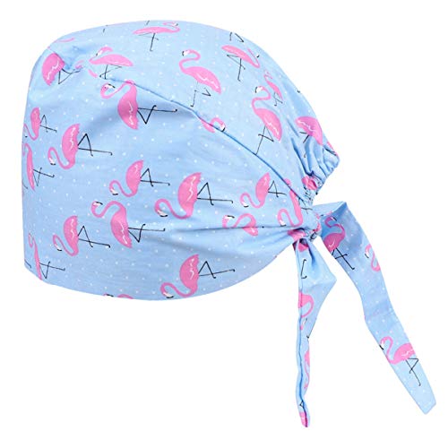 Artibetter Gorro Quirúrgico de Algodón Estampado de Flamencos Ajustable Médico Enfermera Cirugía Bouffant Sombrero Sombrero de Trabajo Enfermera para Hospital Médico (Color Surtido)