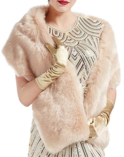 ArtiDeco Bufanda de pelo sintético para mujer, suave, de 120 cm de largo Camello claro grande. Talla única