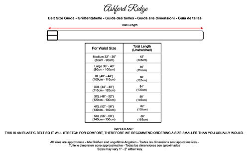 Ashford Ridge 33mm (1.25") cinturón elástico negro (tamaños 80cm - 100cm)