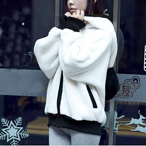 ASHOP Mujer Sudaderas, Deportivas Manga Larga Blusa Tops Corto Casual Sweatshirt Primavera y otoño Invierno Oso de Oso Lindo Escudo Panda Hoodie Sudaderas (XL, Blanco)