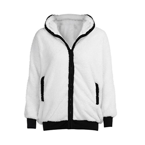 ASHOP Mujer Sudaderas, Deportivas Manga Larga Blusa Tops Corto Casual Sweatshirt Primavera y otoño Invierno Oso de Oso Lindo Escudo Panda Hoodie Sudaderas (XL, Blanco)