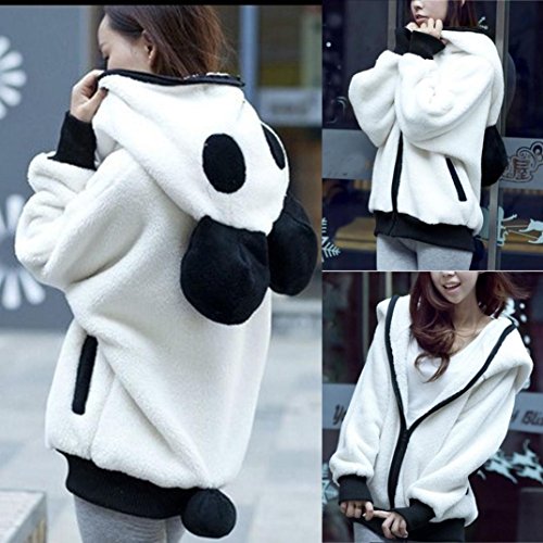 ASHOP Mujer Sudaderas, Deportivas Manga Larga Blusa Tops Corto Casual Sweatshirt Primavera y otoño Invierno Oso de Oso Lindo Escudo Panda Hoodie Sudaderas (XL, Blanco)