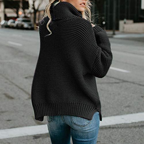 ASHOP Ropa Mujer, Sudadera Vestido Cuello Blusas Tallas Grandes largas Tops Fiesta (Negro,XL)