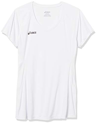 ASICS Camiseta de voleibol para mujer - BT2113, Blanco/Blanco