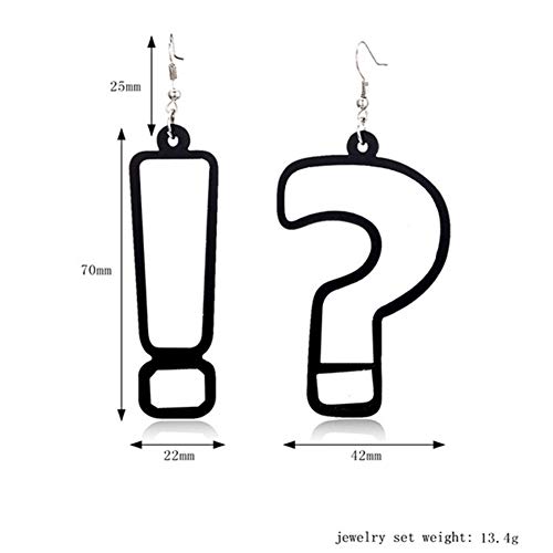 Asien Pendientes Divertidos asimetría de acrílico de la Manera Pendientes de la Marca de exclamación Signo de interrogación Pendientes joyería para Muchachas de Las Mujeres 1 par