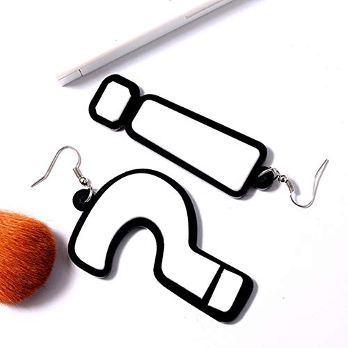 Asien Pendientes Divertidos asimetría de acrílico de la Manera Pendientes de la Marca de exclamación Signo de interrogación Pendientes joyería para Muchachas de Las Mujeres 1 par