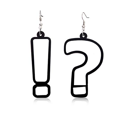 Asien Pendientes Divertidos asimetría de acrílico de la Manera Pendientes de la Marca de exclamación Signo de interrogación Pendientes joyería para Muchachas de Las Mujeres 1 par
