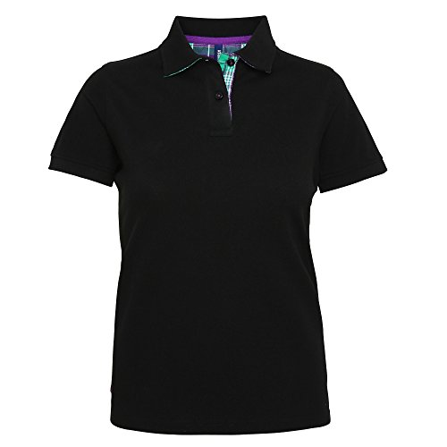 Asquith & Fox Women's Check Trim Polo, Negro (Black 000), 36 (Talla del Fabricante: X-Small) para Mujer