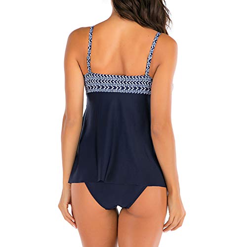 Auifor Impreso de Vestuario para Mujer Rellenado Atractivo del Traje de baño de Monokini del Bikini del Traje de baño Sets(Marina/Large)
