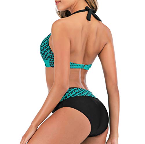 Auifor Las Mujeres del Lunar de Traje de baño del Pectoral del Traje de baño de la Playa de baño Bikini más el tamaño（Verde/Large）